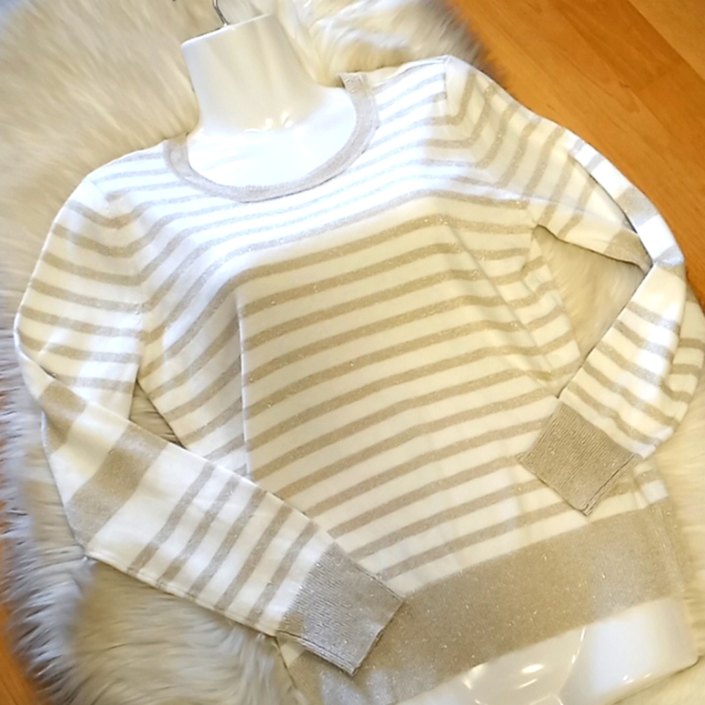 Worthington Petite Striped Lurex Sweater